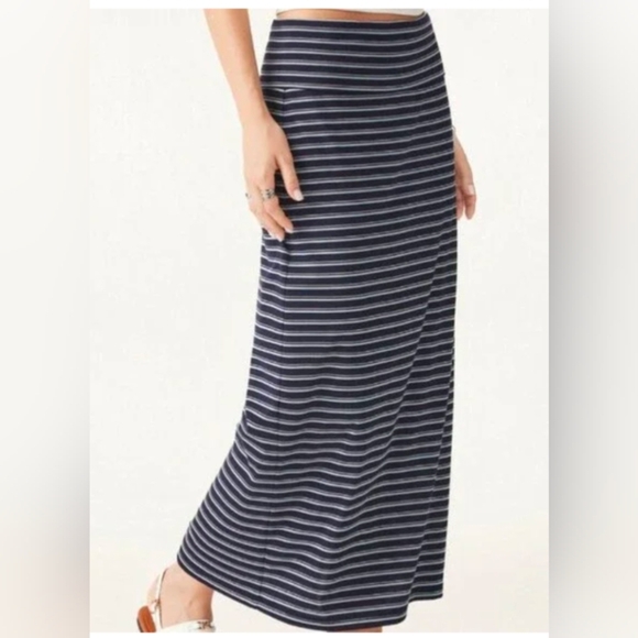 OGL Navy and White Striped A-Line Skirt - Picture 1 of 6